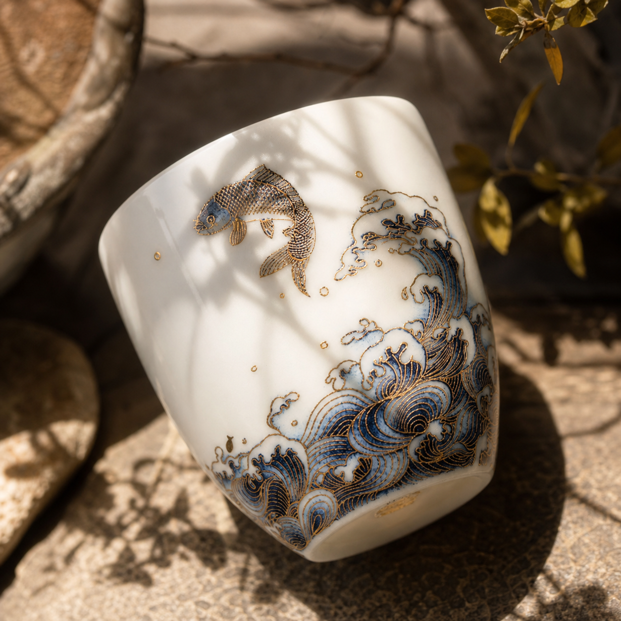 Celestial Ascent: Dragon’s Gate — Handcrafted Teacup Pair Set