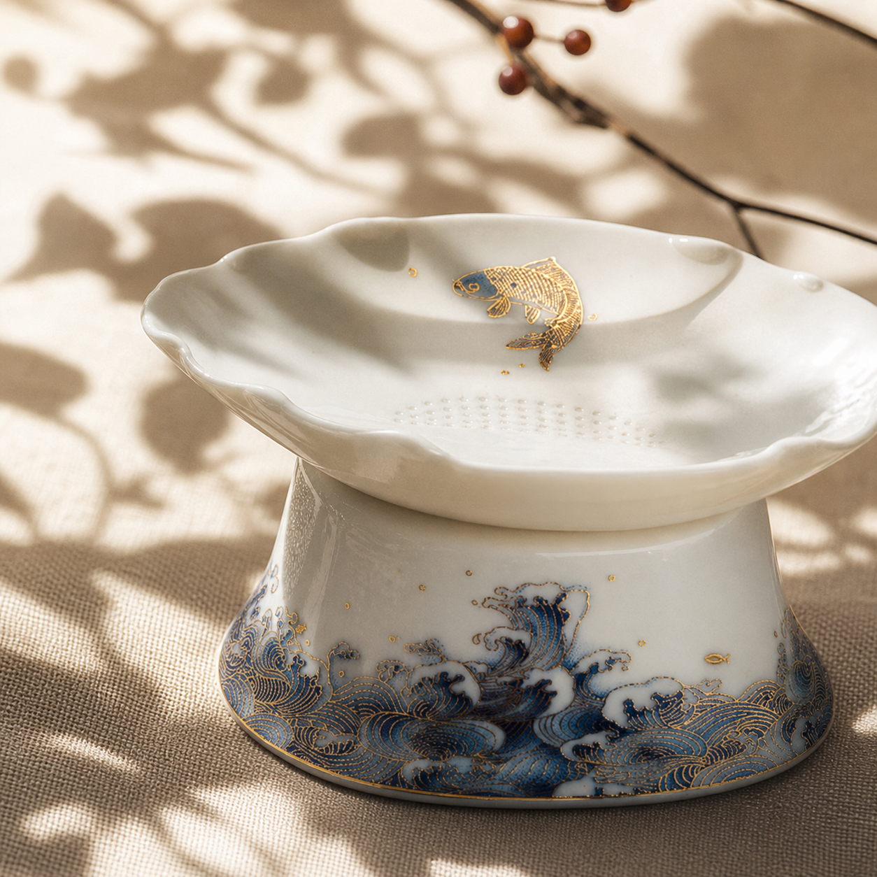 Celestial Ascent: Dragon’s Gate — Handcrafted Mutton-Jade Porcelain Kungfu Tea Set