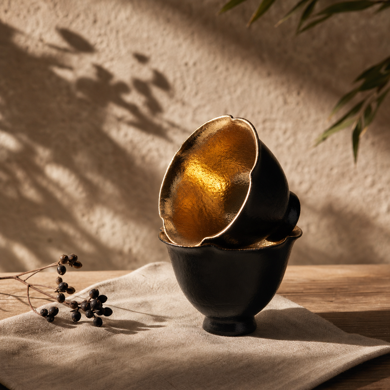 24K Gold-Black Kungfu Tea Cup