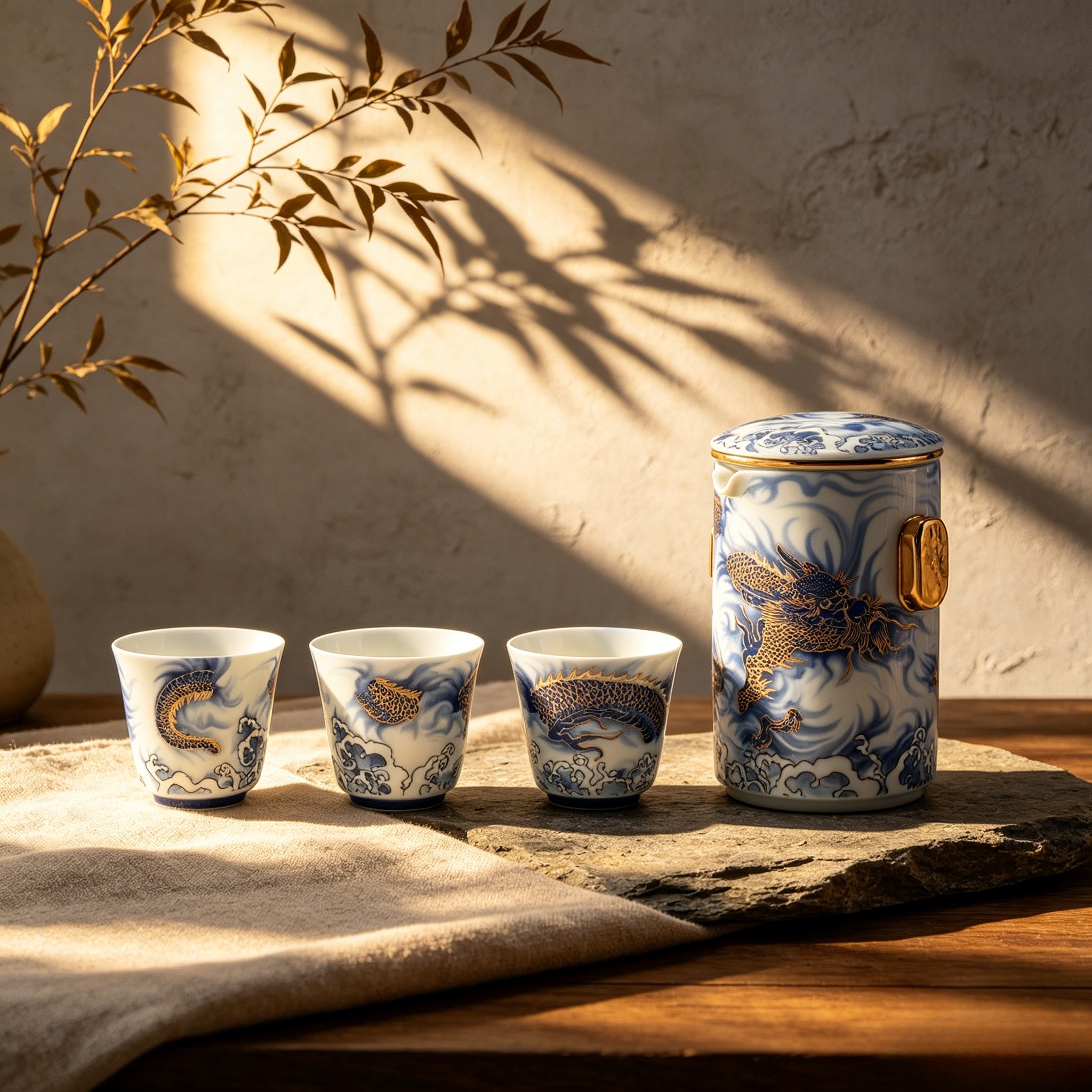 Azure Dragon — Handcrafted Portable Kungfu Tea Set