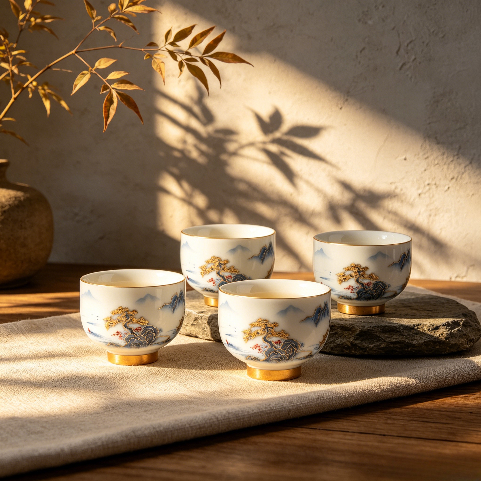 Imperial Spring Porcelain Wooden Handle Teapot Set