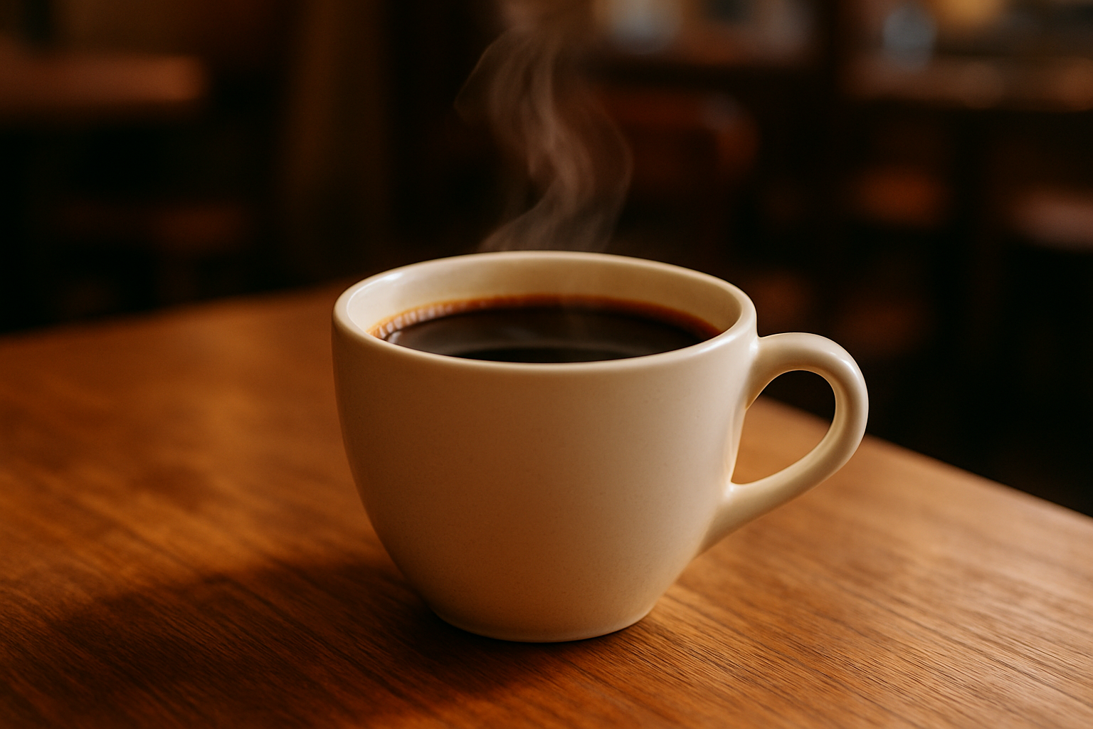 a ceramic coffee cup on a table