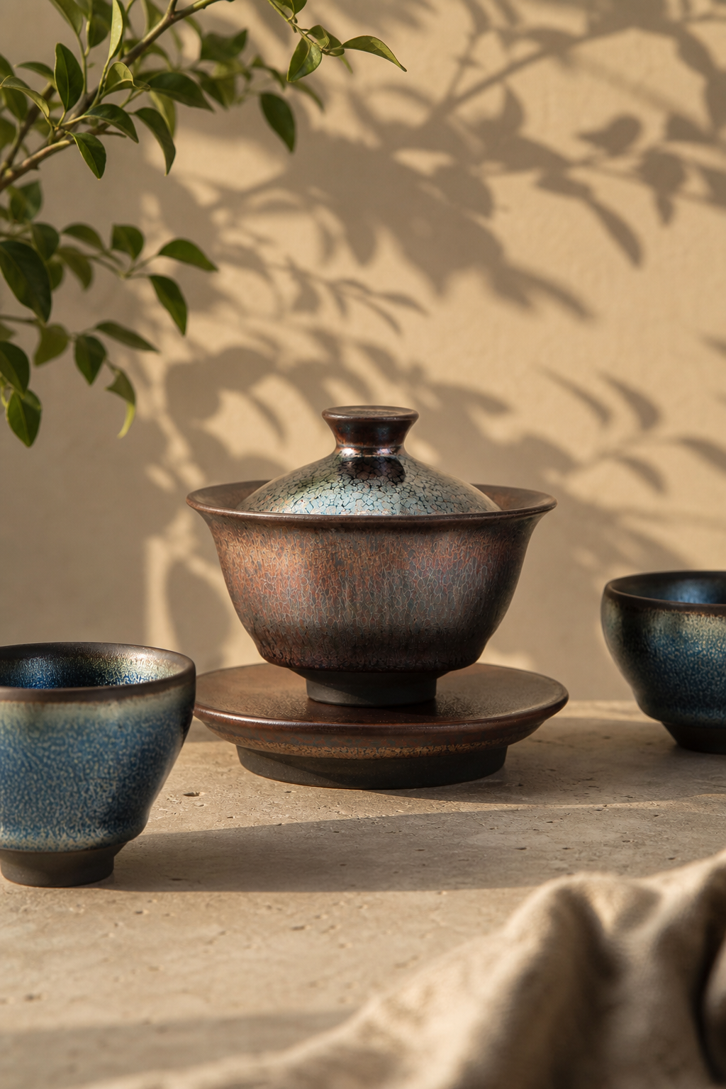 Iridescent Tenmoku Glaze Jianware Set