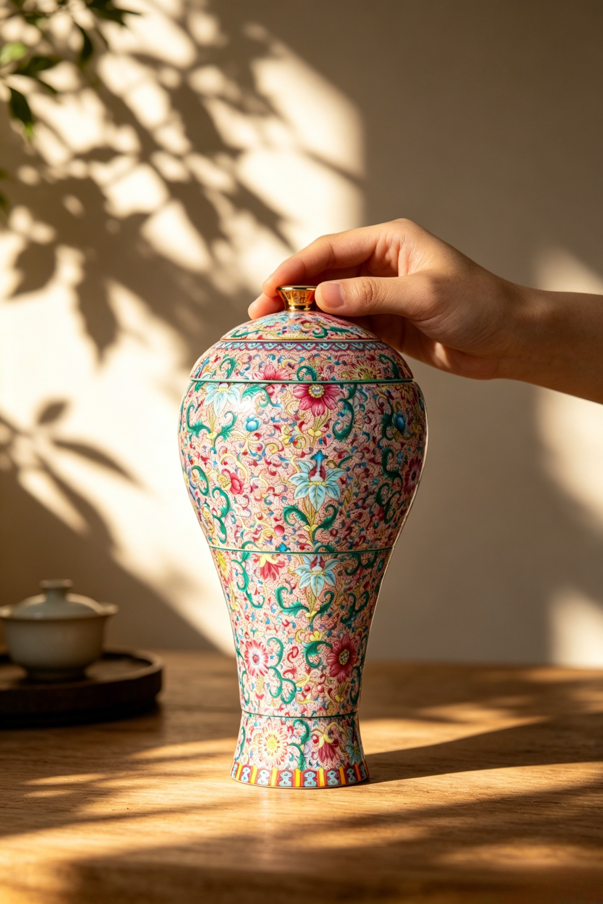 Imperial Famille Rose Beauty Vase Kungfu Tea Set