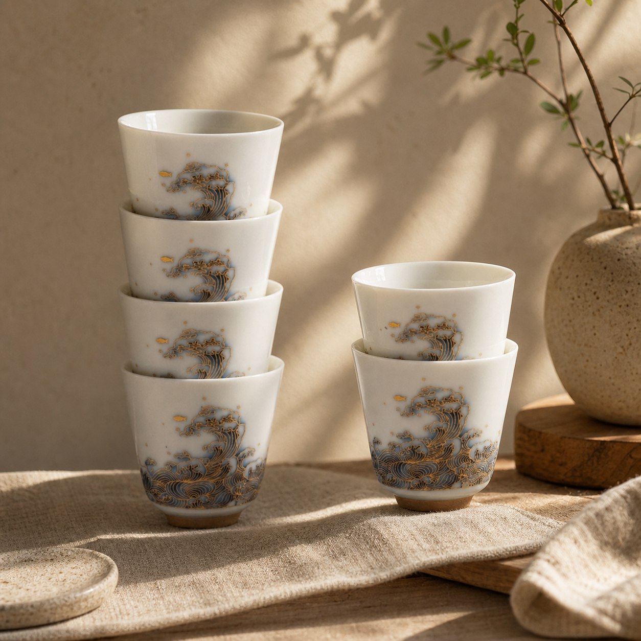 Celestial Ascent: Dragon’s Gate — Handcrafted Mutton-Jade Porcelain Kungfu Tea Set