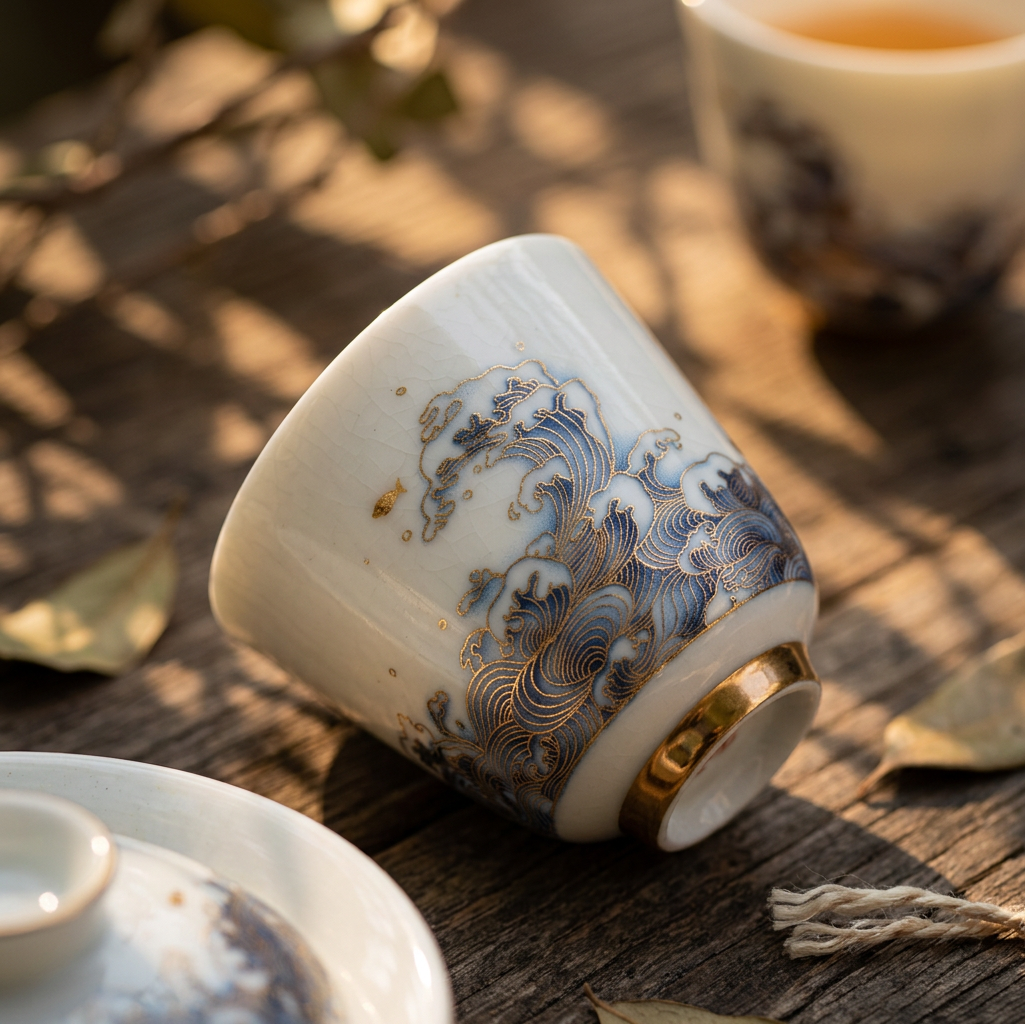 Celestial Ascent: Dragon’s Gate — Handcrafted Mutton-Jade Porcelain Kungfu Tea Set
