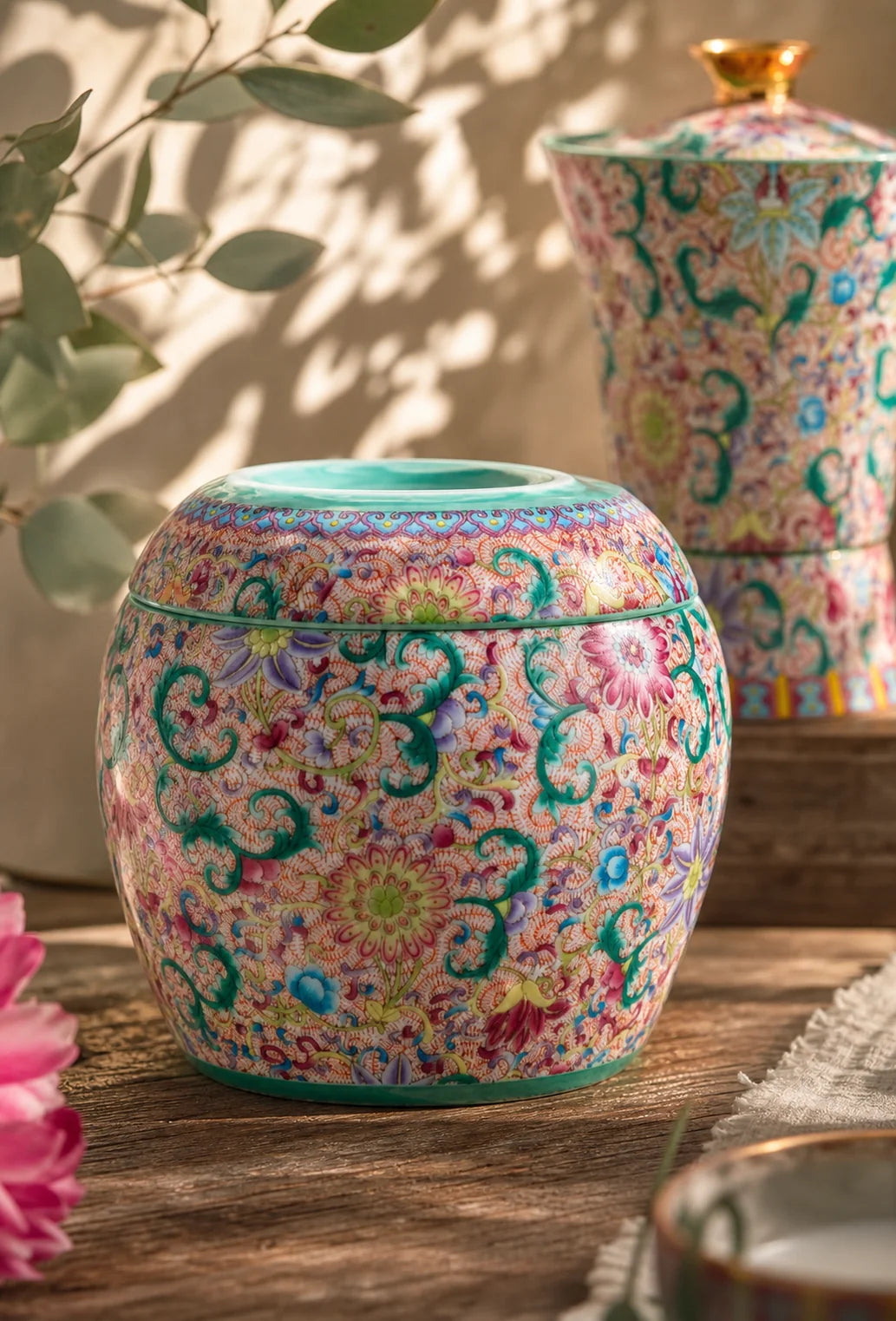 Imperial Famille Rose Beauty Vase Kungfu Tea Set