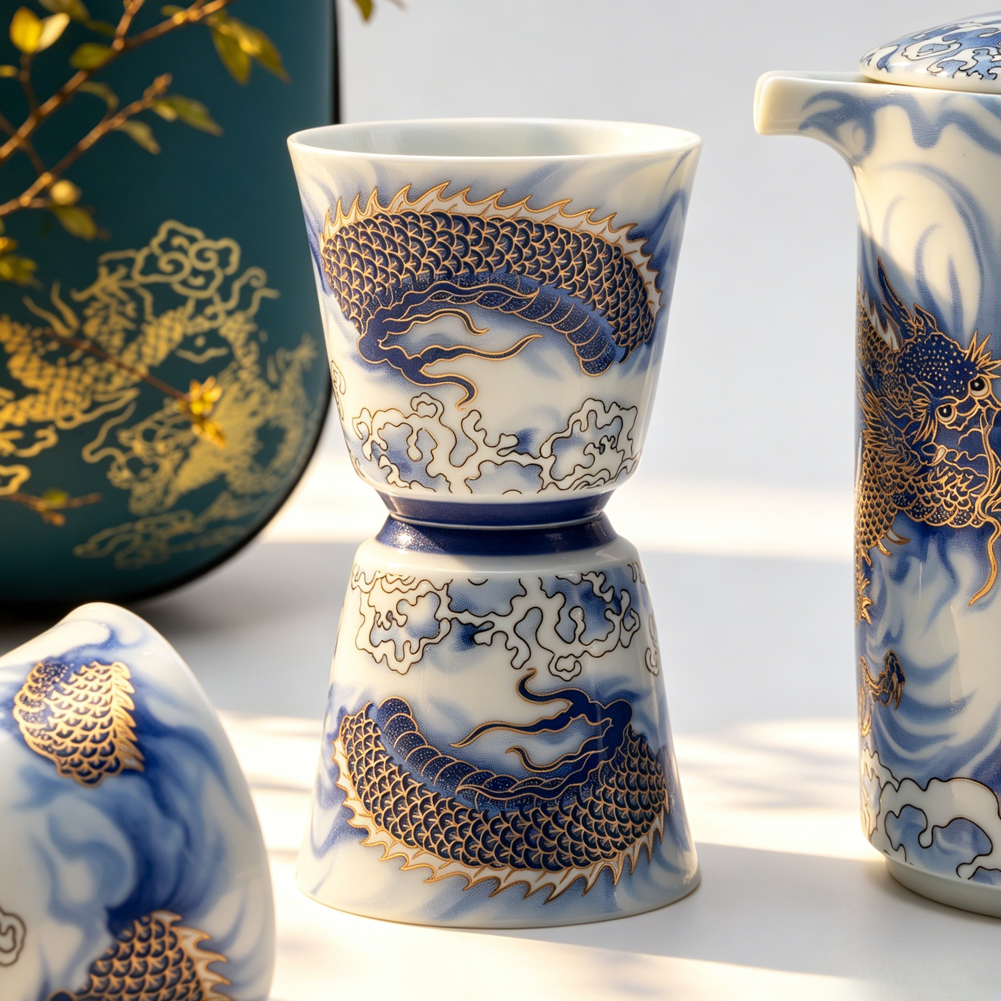 Azure Dragon — Handcrafted Portable Kungfu Tea Set
