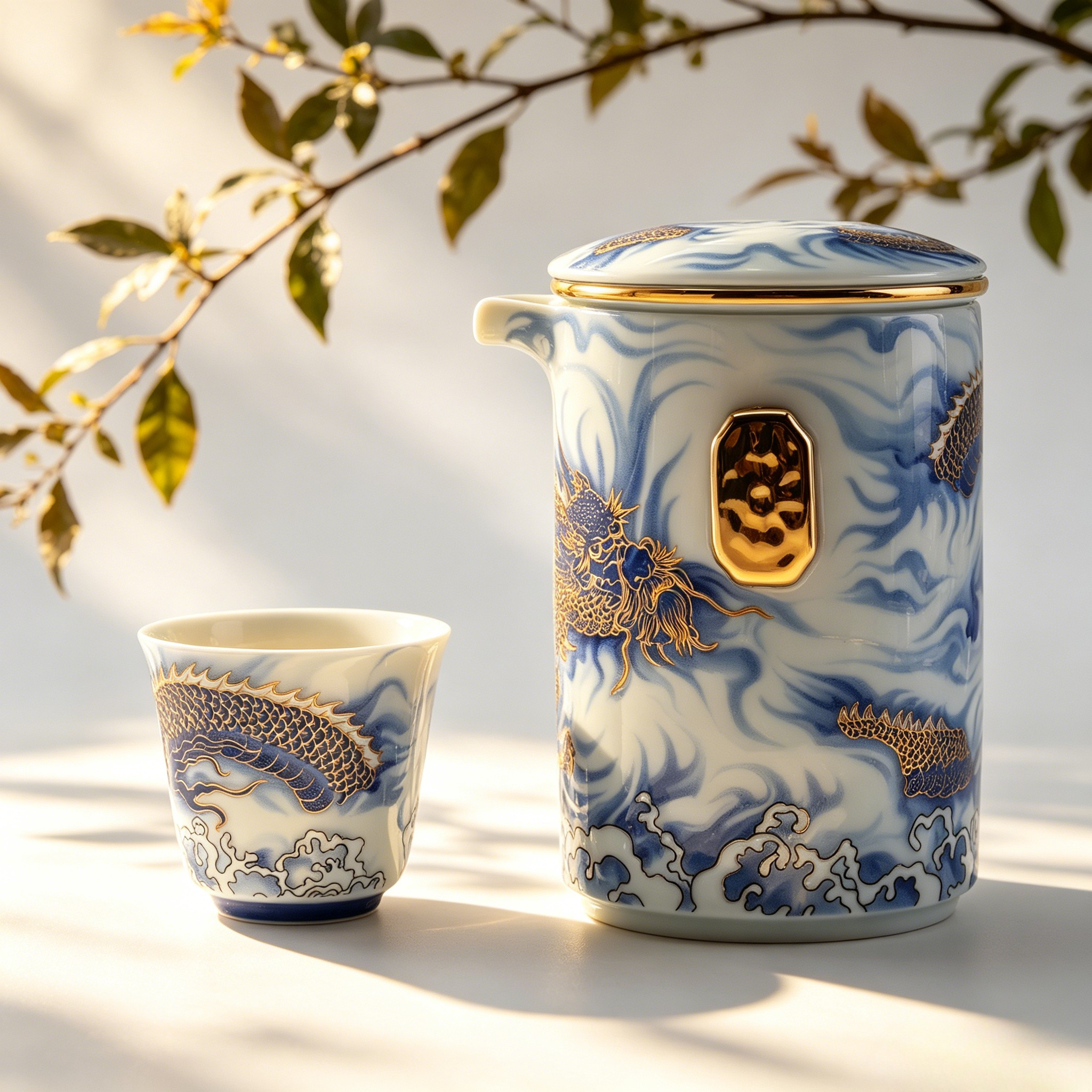 Azure Dragon — Handcrafted Portable Kungfu Tea Set