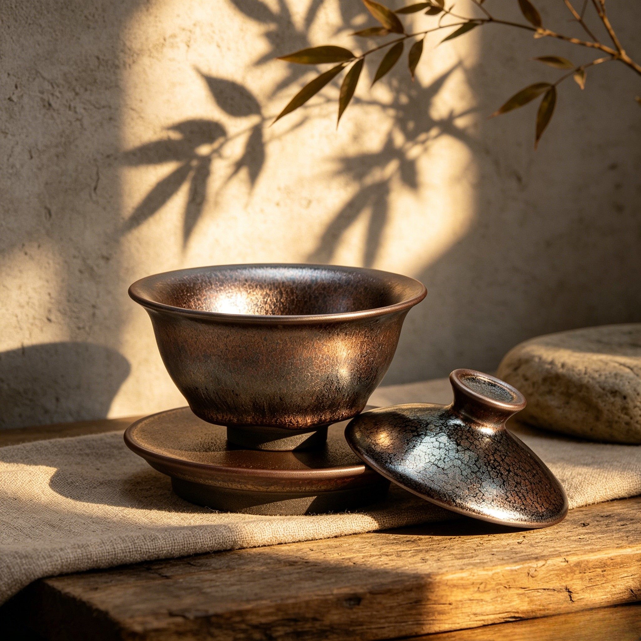 Iridescent Tenmoku Glaze Jianware Set