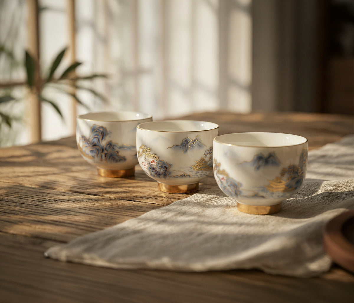Imperial Spring Porcelain Wooden Handle Teapot Set