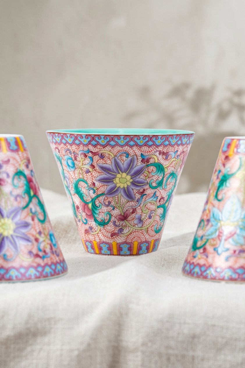 Imperial Famille Rose Beauty Vase Kungfu Tea Set