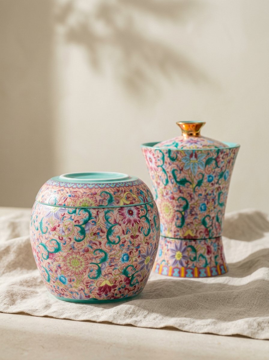 Imperial Famille Rose Beauty Vase Kungfu Tea Set